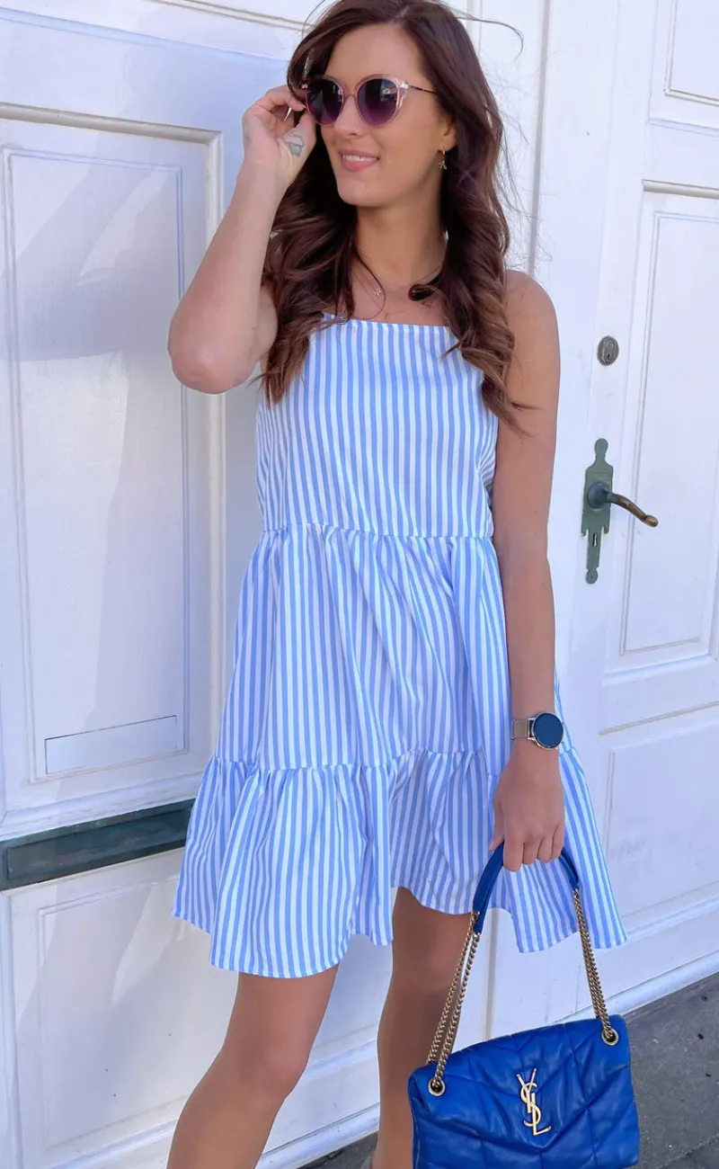 Kjole - Sisi - Blue White Stripe Kjoler