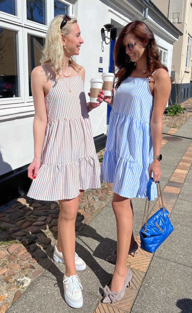 Kjole - Sisi - Blue White Stripe Kjoler