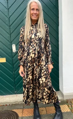 Best Kjole - Anna - Black/Brown Print Kjoler