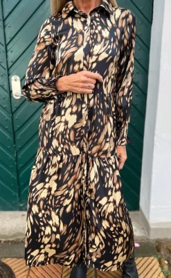 Best Kjole - Anna - Black/Brown Print Kjoler