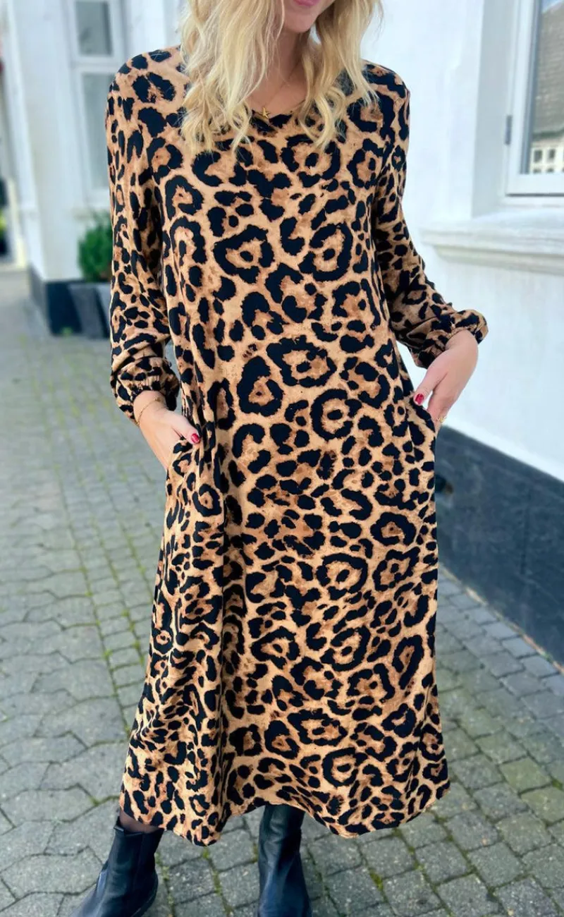 Outlet Kjole - Lia Poplin - Leopard Kjoler
