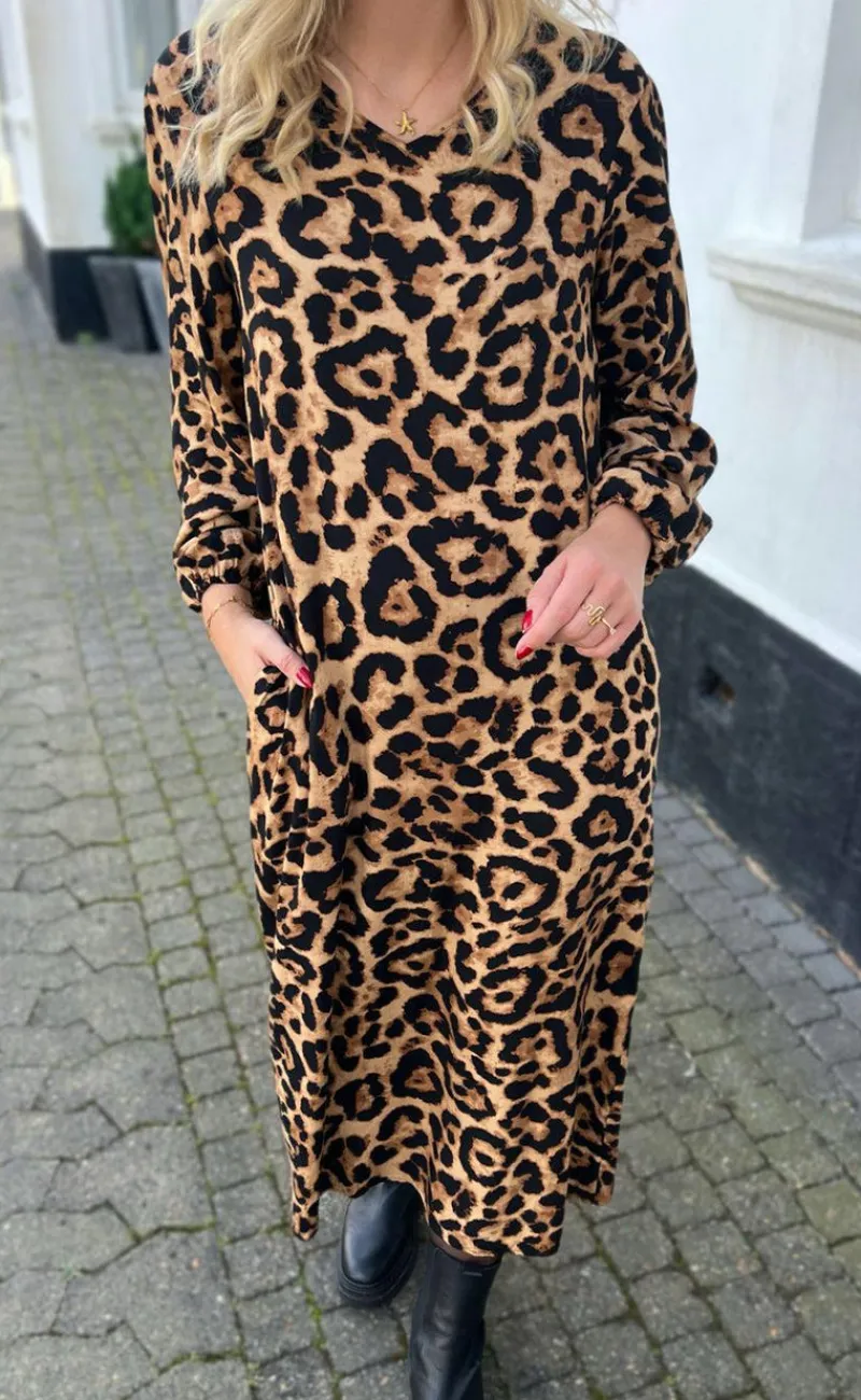 Outlet Kjole - Lia Poplin - Leopard Kjoler