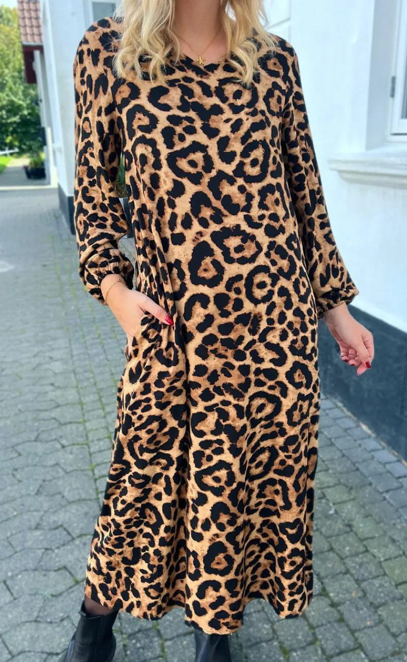Outlet Kjole - Lia Poplin - Leopard Kjoler