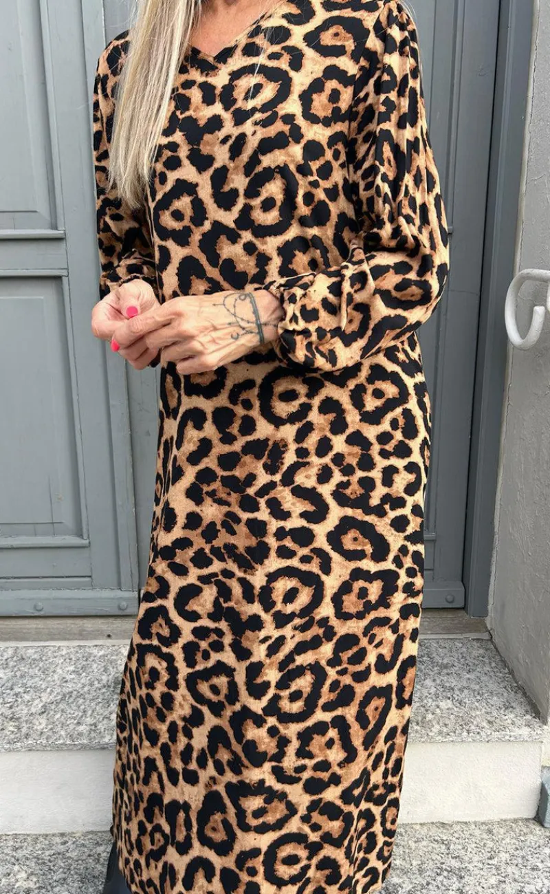 Outlet Kjole - Lia Poplin - Leopard Kjoler