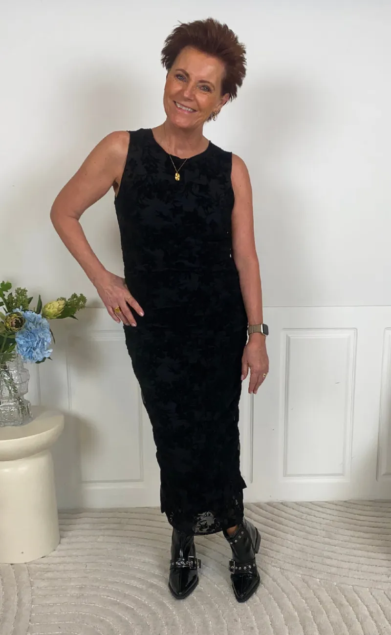 Discount Kjole - Sophia Mesh - Black Flower Kjoler