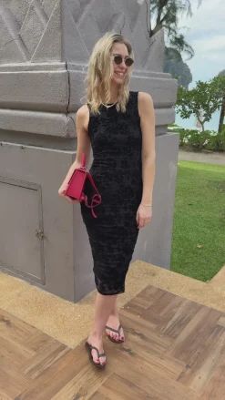 Discount Kjole - Sophia Mesh - Black Flower Kjoler