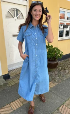 Online Kjole - Detia Summer - Light Blue Denim Kjoler