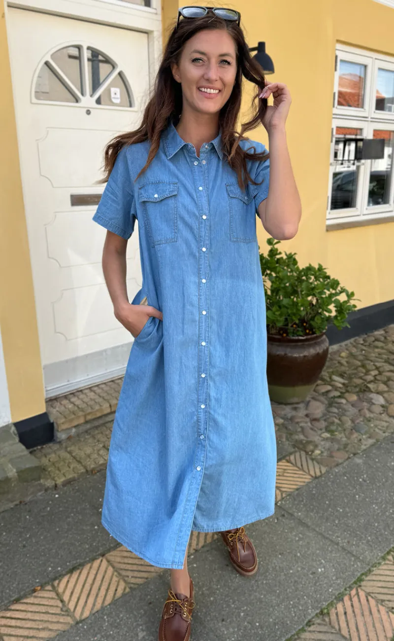 Online Kjole - Detia Summer - Light Blue Denim Kjoler