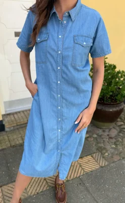 Online Kjole - Detia Summer - Light Blue Denim Kjoler
