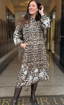 Hot Kjole - Tilde Long - Leopard W. Embroidery Kjoler