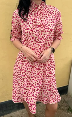 Hot Kjole - Philine - Pink / Red Flowers Kjoler