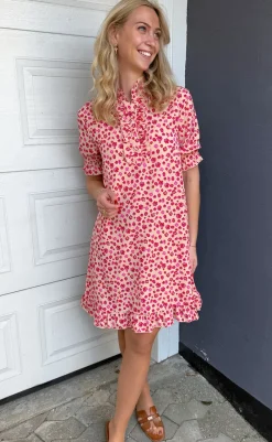 Hot Kjole - Philine - Pink / Red Flowers Kjoler