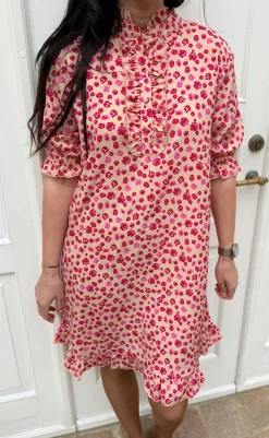 Hot Kjole - Philine - Pink / Red Flowers Kjoler