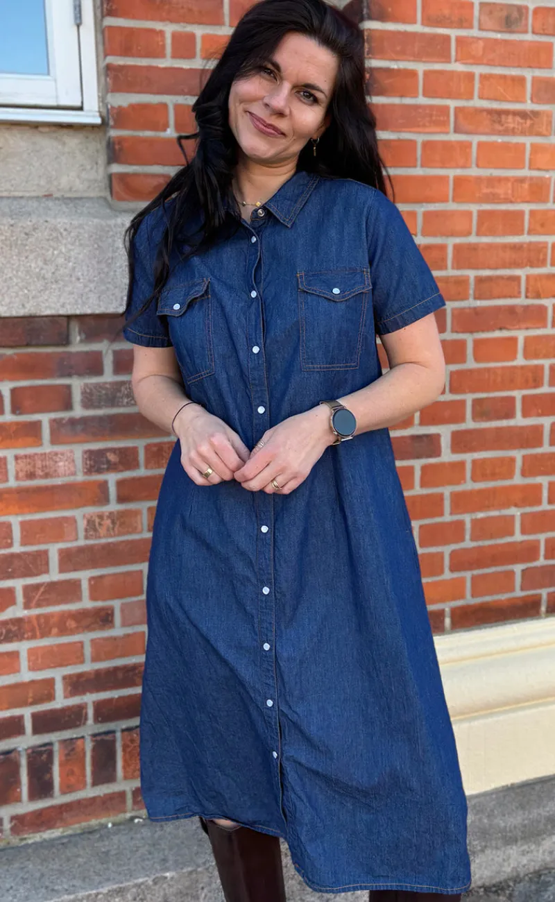 Clearance Kjole - Detia Summer - Denim Blue Kjoler