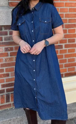 Clearance Kjole - Detia Summer - Denim Blue Kjoler