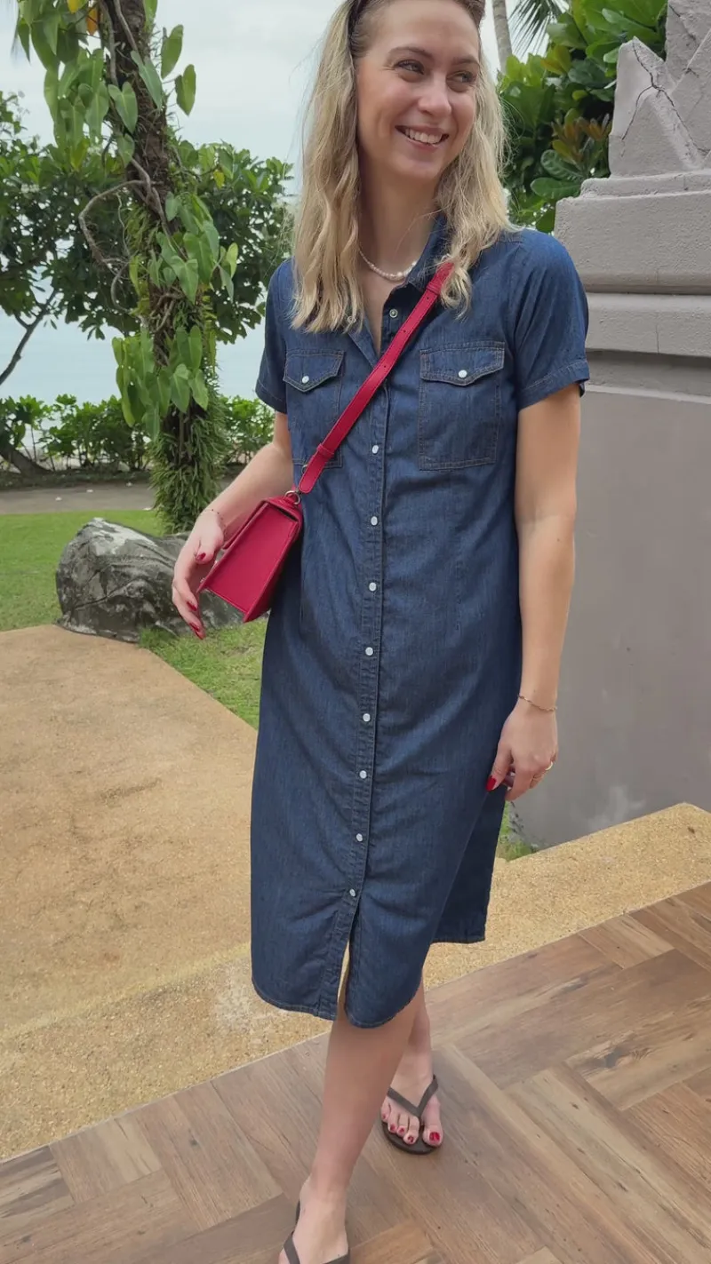Clearance Kjole - Detia Summer - Denim Blue Kjoler