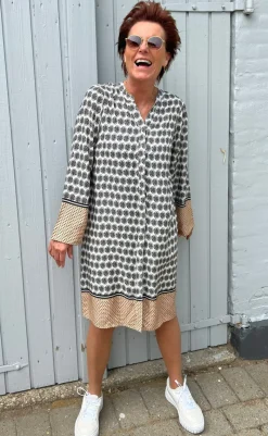 Online Kjole - Katia - Beige Print Kjoler