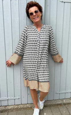 Online Kjole - Katia - Beige Print Kjoler