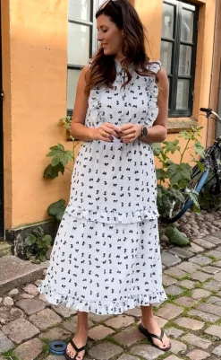 Discount Kjole - Lilja Bow Dress - Light Blue W. Black Bows Kjoler