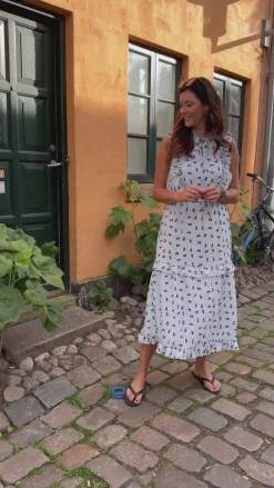 Discount Kjole - Lilja Bow Dress - Light Blue W. Black Bows Kjoler