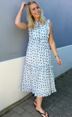 Discount Kjole - Lilja Bow Dress - Light Blue W. Black Bows Kjoler