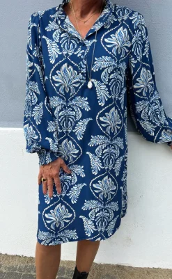 Online Kjole - Augusta - Navy Blue Paisley Kjoler