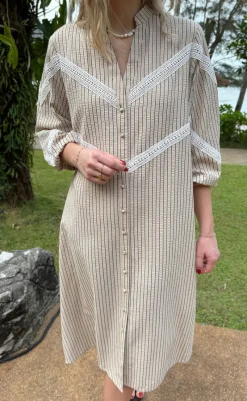 Clearance Kjole - Viola - Camel / Black Striped Kjoler