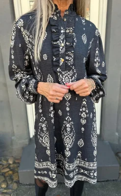 Outlet Kjole - Paulina - Antracit W. Paisley Kjoler