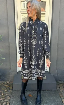 Outlet Kjole - Paulina - Antracit W. Paisley Kjoler