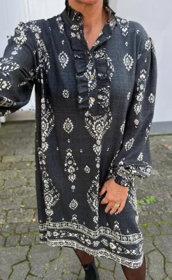 Outlet Kjole - Paulina - Antracit W. Paisley Kjoler