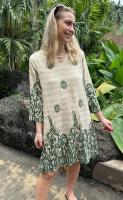 Outlet Kjole - Arianna - Green Paisley Kjoler