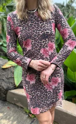 Hot Kjole - Chiara Mesh - Leopard / Flower Kjoler