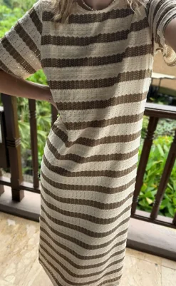 Sale Kjole - Carolina Knit - Light Brown Striped Kjoler