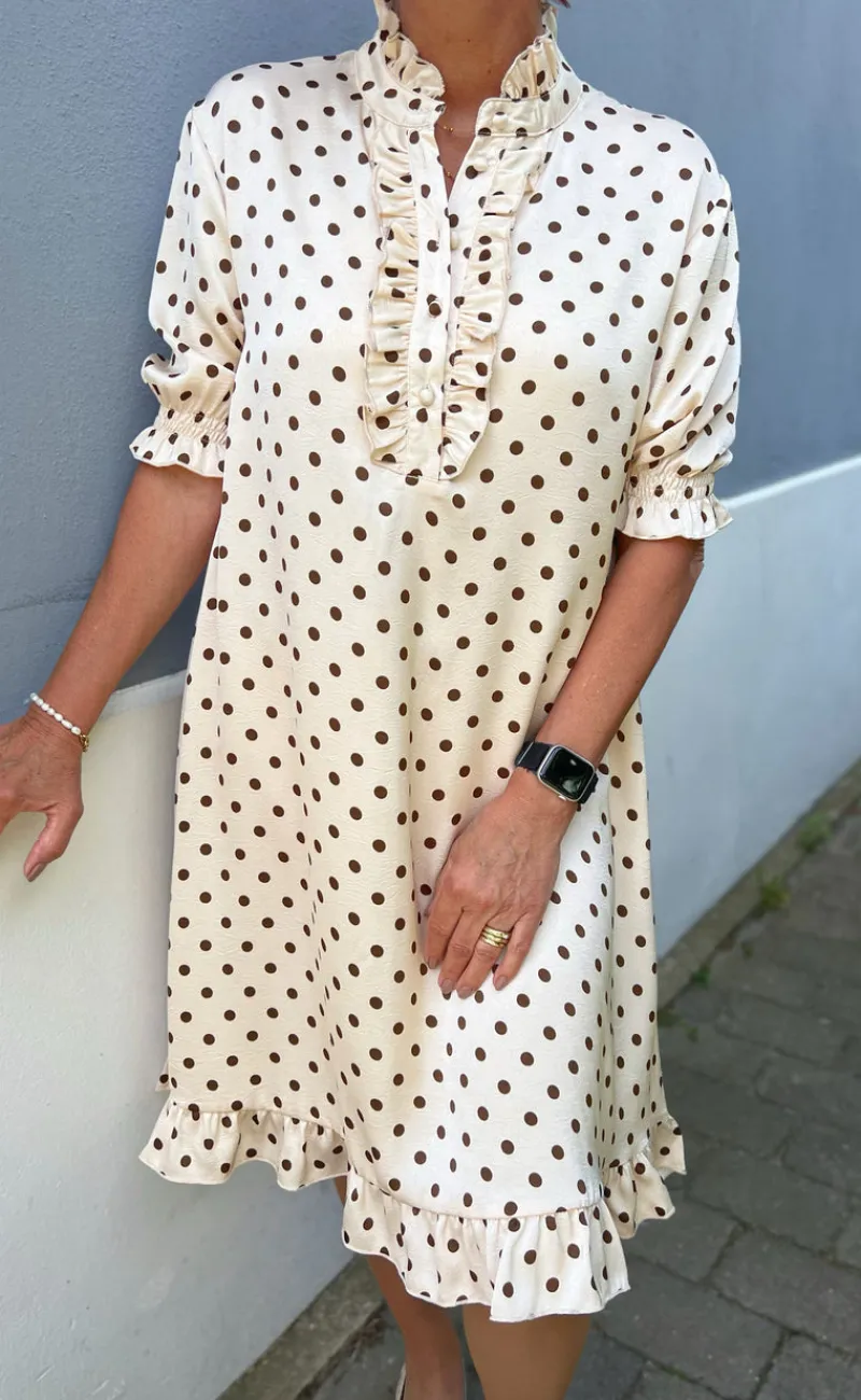 Outlet Kjole - Philine - Beige Dots Kjoler