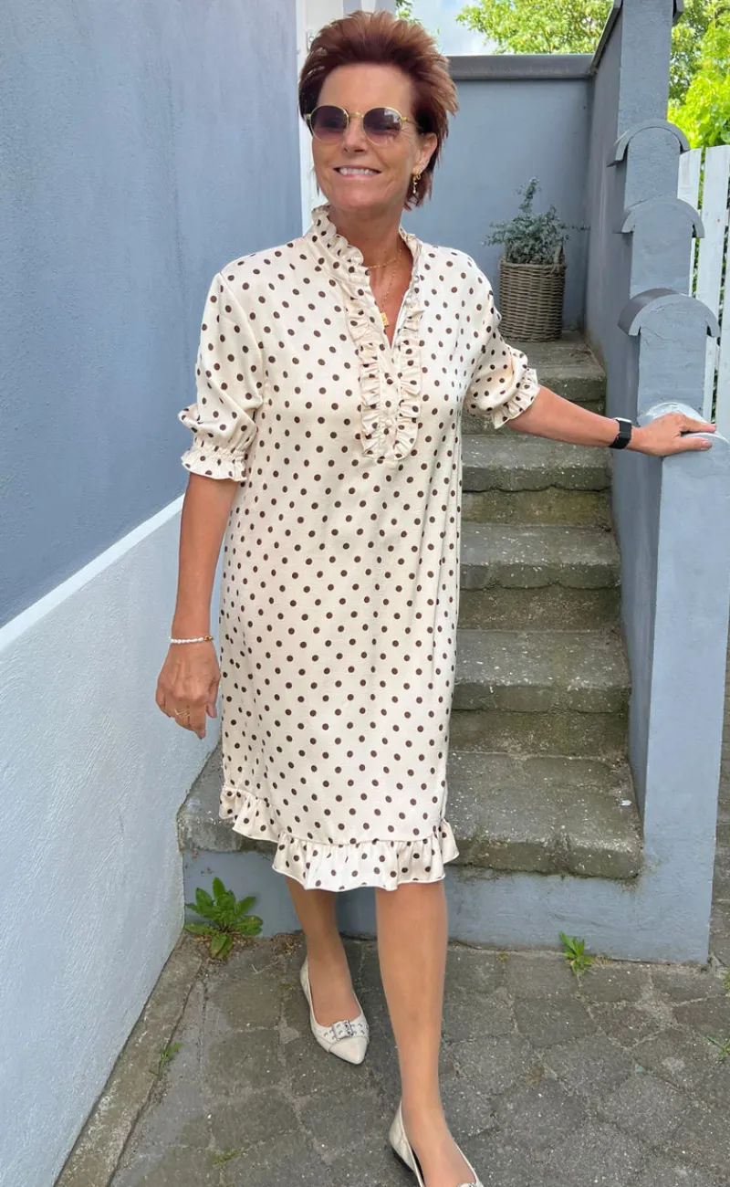 Outlet Kjole - Philine - Beige Dots Kjoler