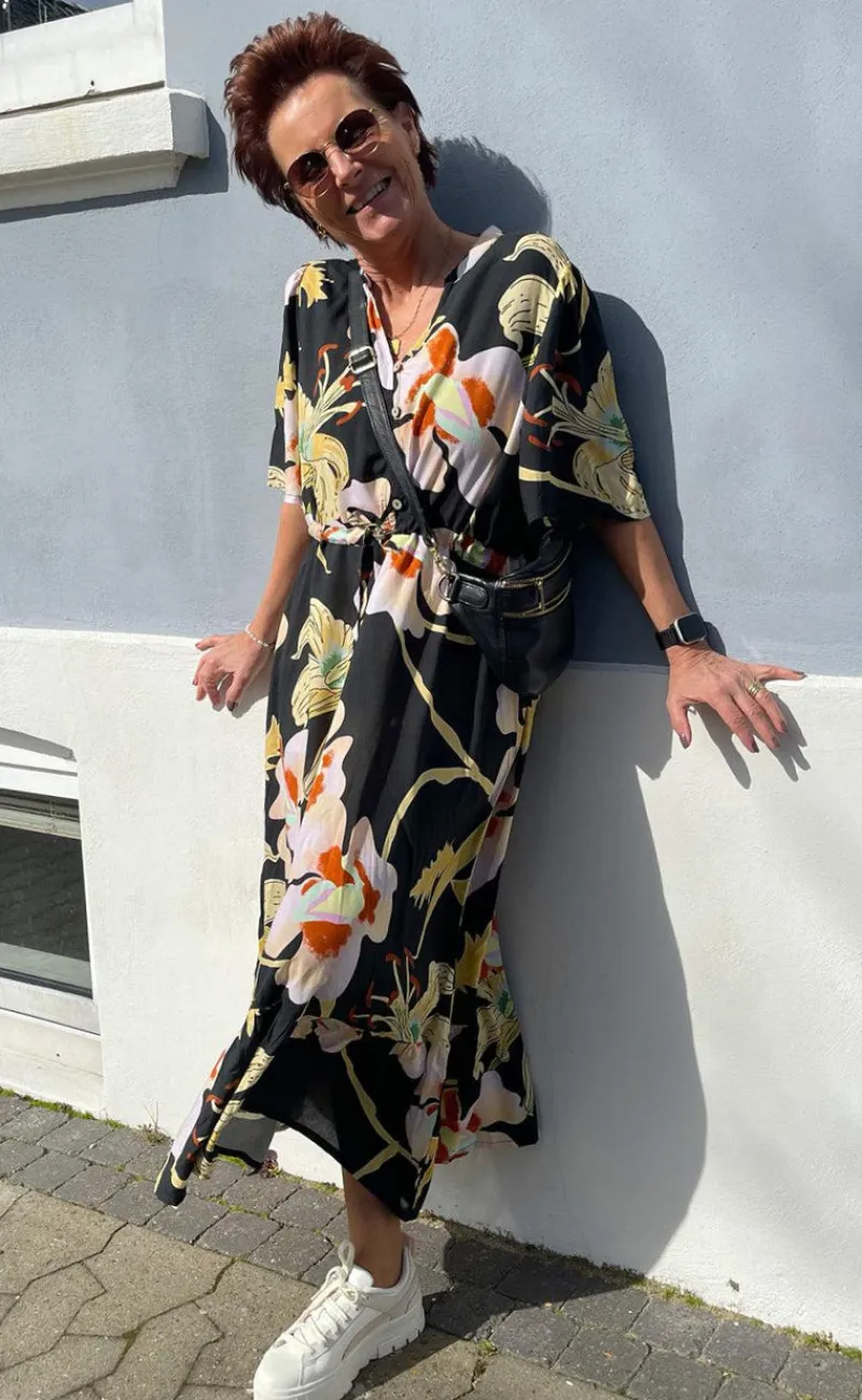 Online Kjole - Sally - Big Flowers Kjoler