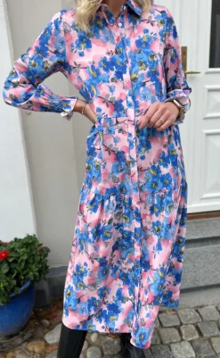 Outlet Kjole - Anna - Blue Flower Kjoler