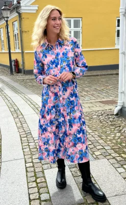 Outlet Kjole - Anna - Blue Flower Kjoler