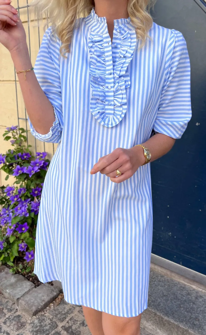 Online Kjole - Camilla - Blue/White Stripe Kjoler