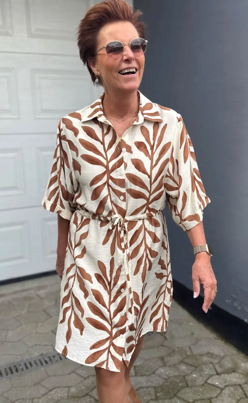 Kjole - Liana - Brown Leaf Kjoler|Striktrøjer & Sweat