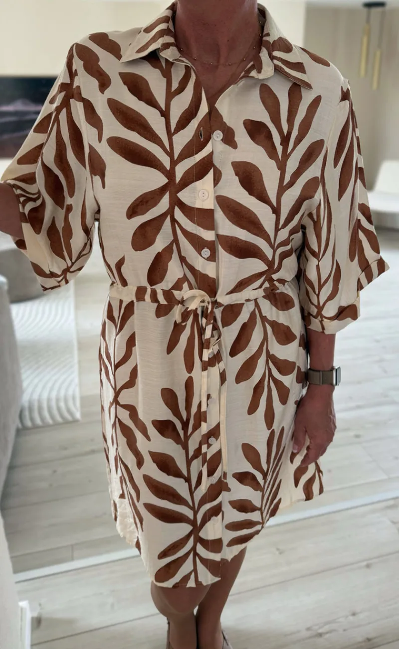 Kjole - Liana - Brown Leaf Kjoler|Striktrøjer & Sweat