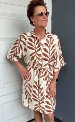 Kjole - Liana - Brown Leaf Kjoler|Striktrøjer & Sweat