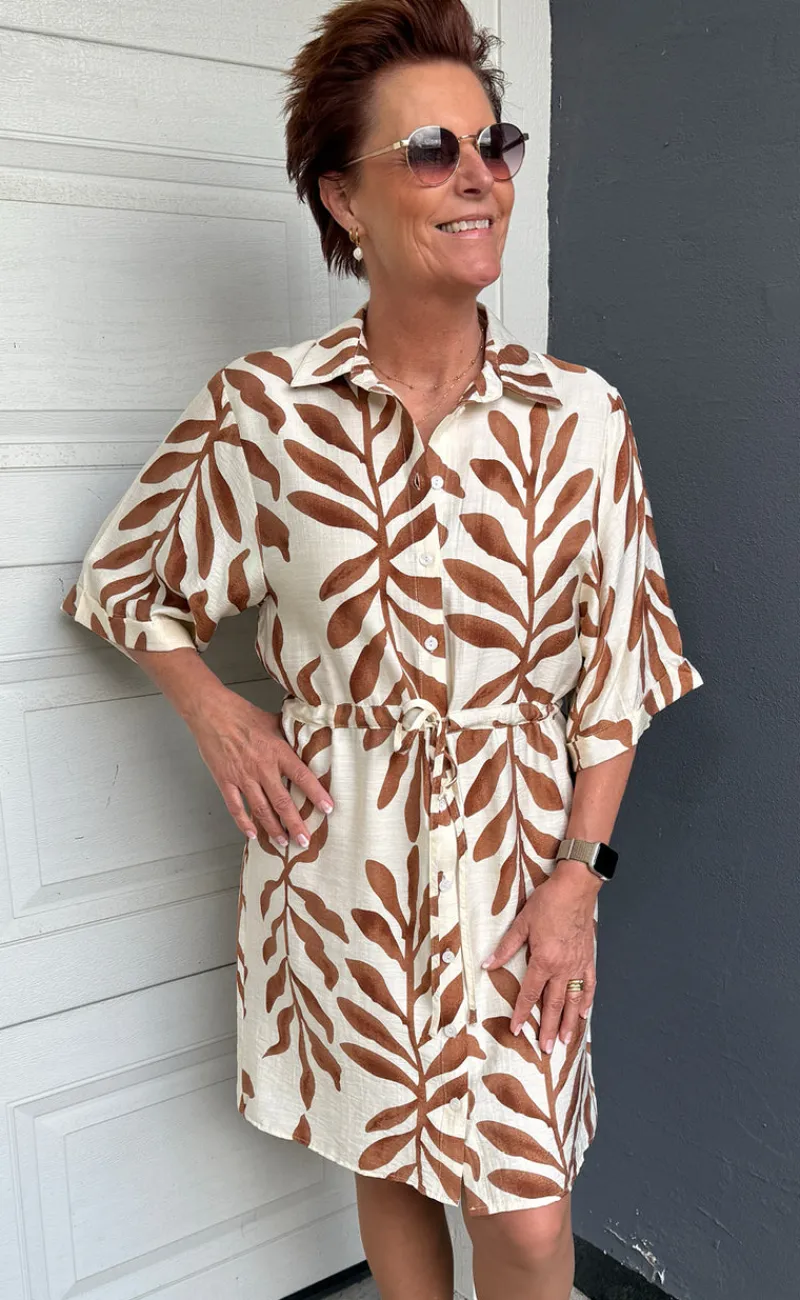 Kjole - Liana - Brown Leaf Kjoler|Striktrøjer & Sweat