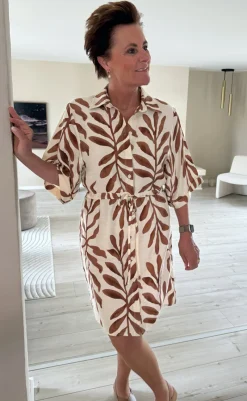 Kjole - Liana - Brown Leaf Kjoler|Striktrøjer & Sweat