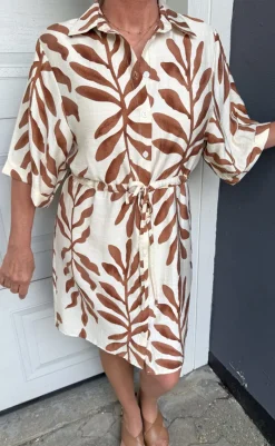 Kjole - Liana - Brown Leaf Kjoler|Striktrøjer & Sweat