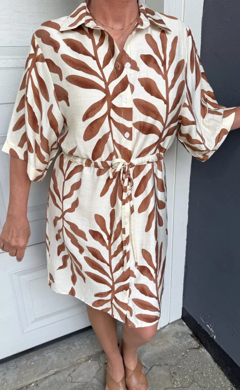 Kjole - Liana - Brown Leaf Kjoler|Striktrøjer & Sweat