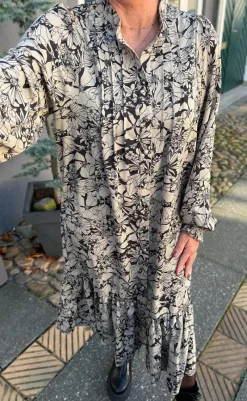 Online Kjole - Aida - Black / Brown Flowers Kjoler