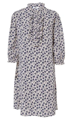 New Kjole - Camilla - White/Blue Flower Kjoler
