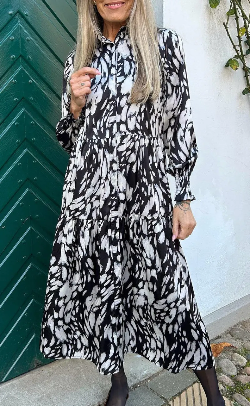 Outlet Kjole - Anna - Black / White Print Kjoler