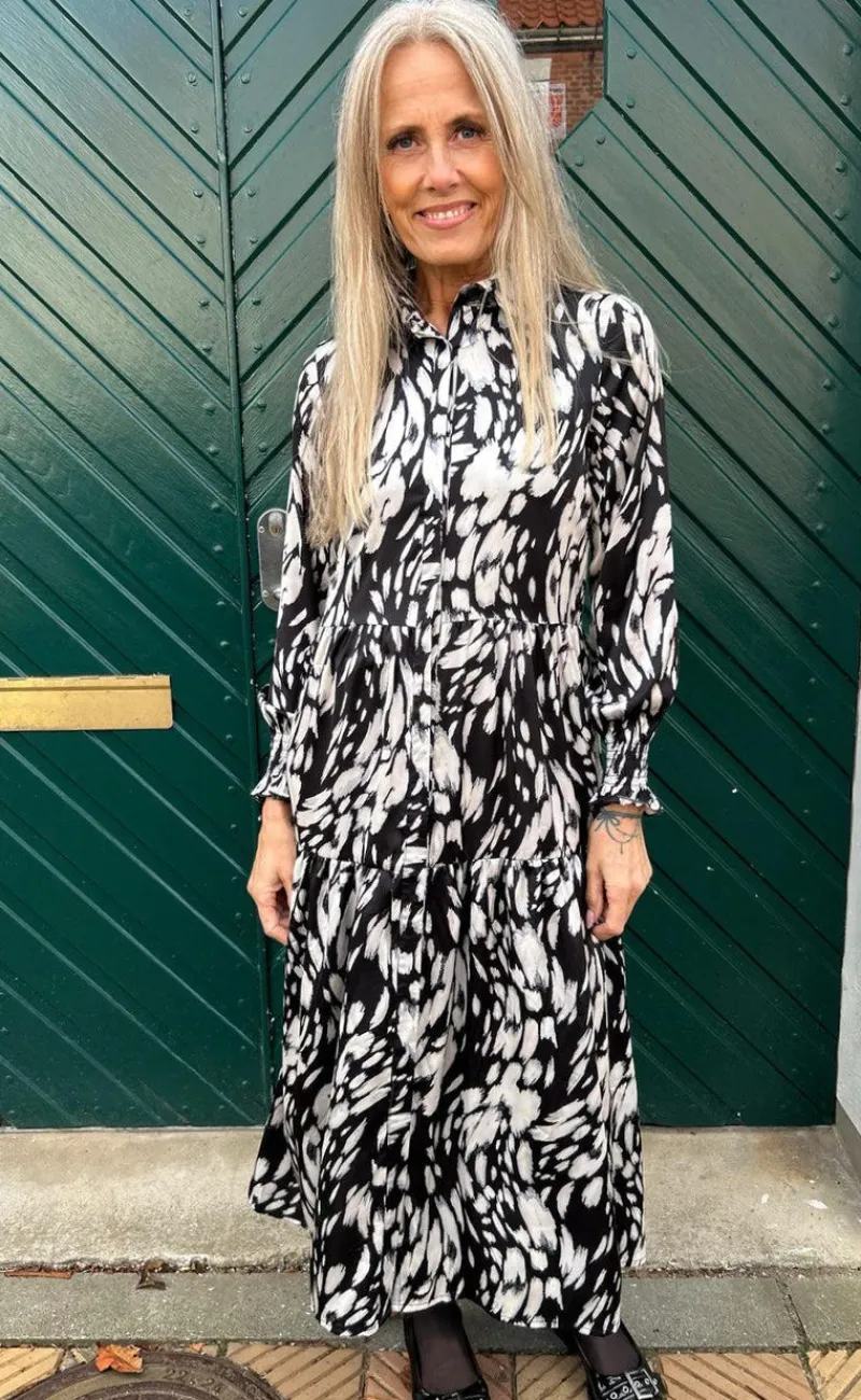 Outlet Kjole - Anna - Black / White Print Kjoler
